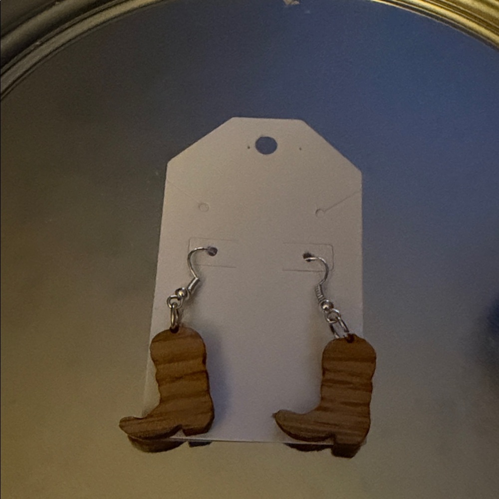 Wooden Boot Earrings